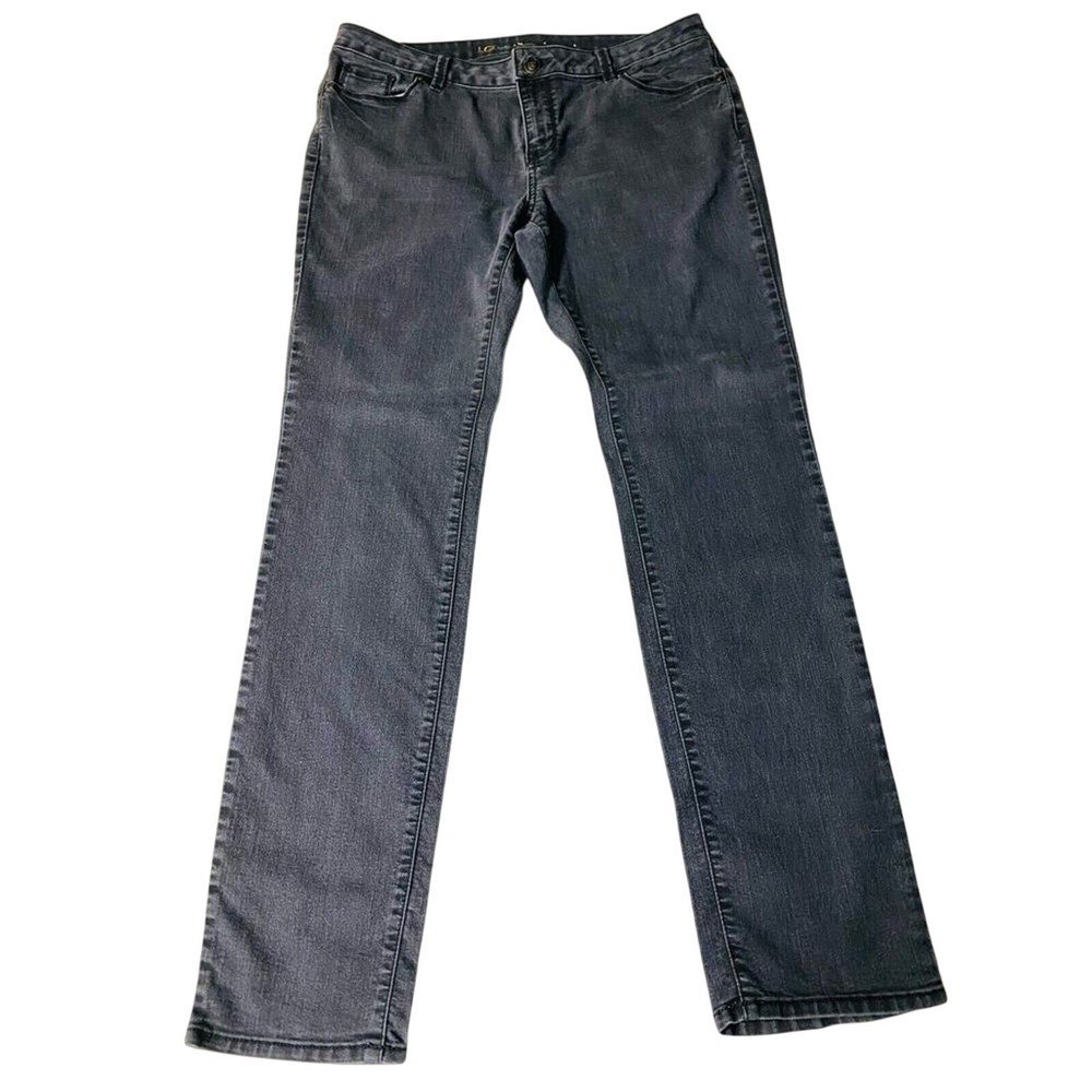 Lauren‎ Conrad Jeans Womens Black Sz 16 Comfort Stretch Denim Straight Leg GUC